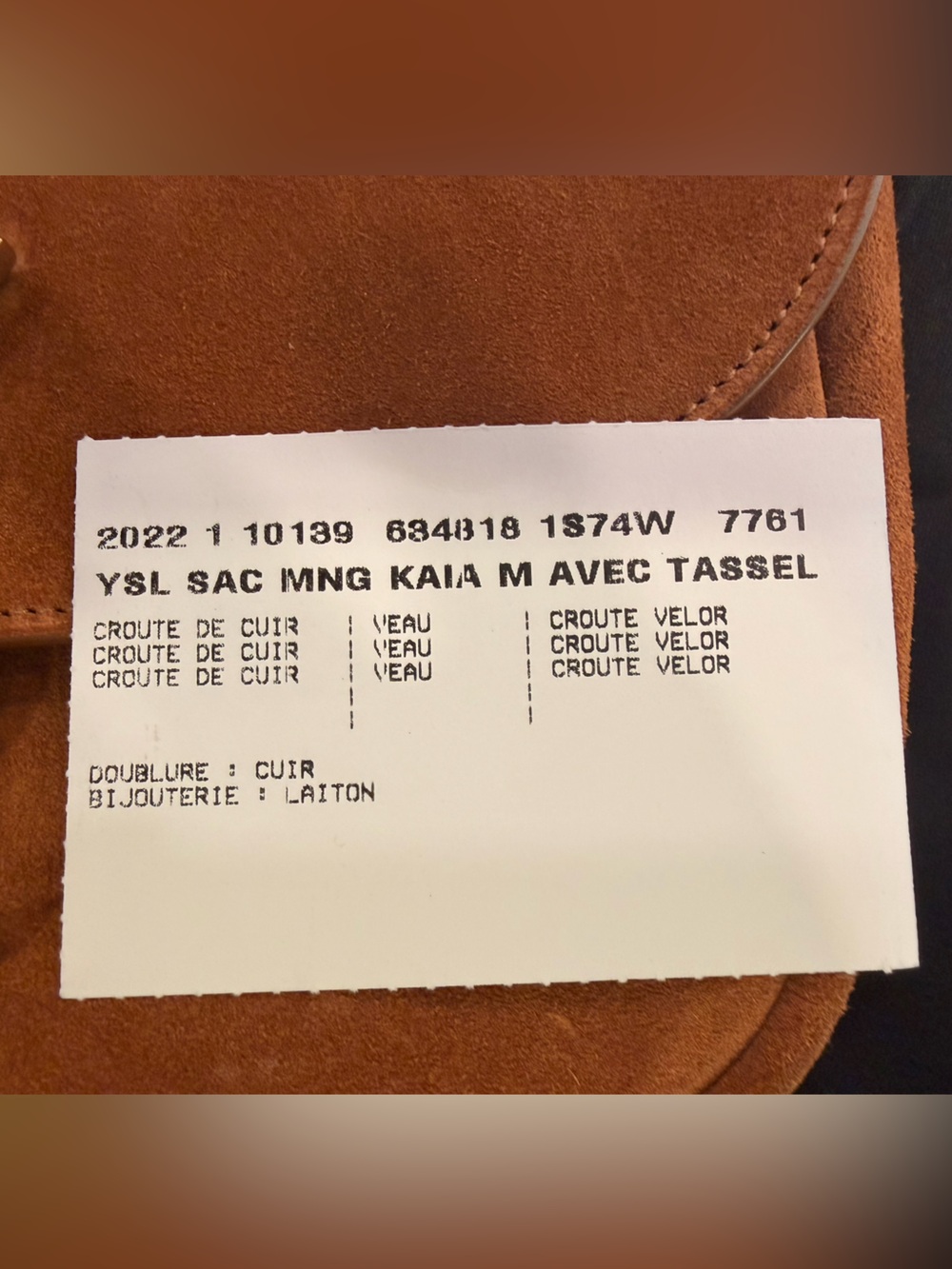 Saint Laurent Kaia Medium suede shoulder bag in cinnamon suede - Picture 11 of 11